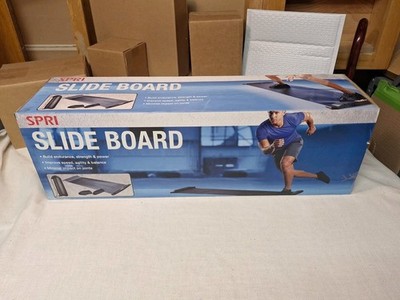 Spri Slide Board w End Stops, Booties, Mesh Bag Lateral Skating Aerobic
