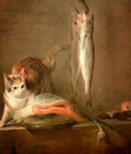 Vintage Naughty Cat Art Postcard Still Life  in Kitchen on Counter Stealing Food — photo 3