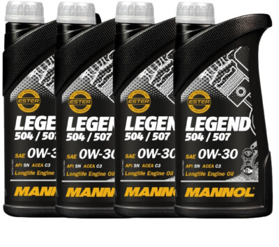 4x1 Liter MANNOL Legend 504 00 / 507 00 Motoröl 0W30  C3 VW Longlife BMW LL-04
