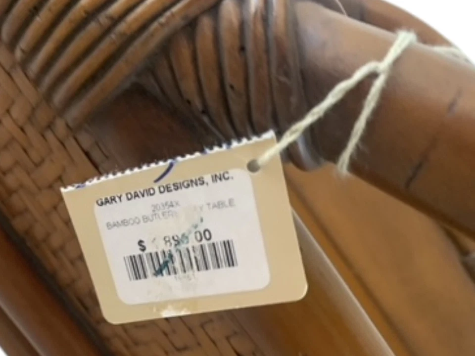 Mesa bandeja mayordomo de ratán/bambú con patas de bambú sintético Foto 3 de 4