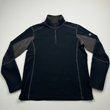 Kuhl Small Kashmira Brown Gray 1/4 Zip Pullover Sweater Top Outdoor Hike Mens
