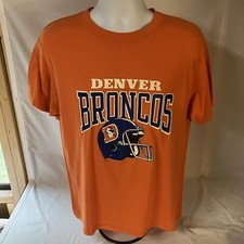 Vtg Early 90s Champion Mens T-Shirt Orange Denver Broncos Big D Logo USA Made FS
