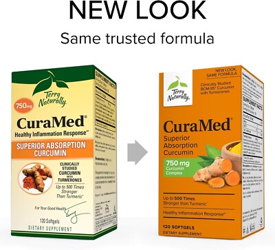 CuraMed 750 mg  Curcumin Complex 120 softgel - 240 Total Servings pack of 2