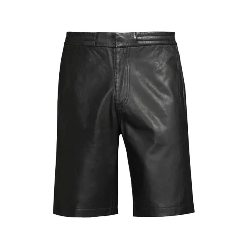 Black Summer Leather Shorts, Mens Men's Genuine Leather Shorts