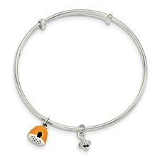 .925 Sterling Silver Children's Yellow Black Enamel Bee Beehive Bangle 5"