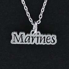MARINE CORPS Necklace on Chain or Charm Only - Pewter USA Military Letters Word