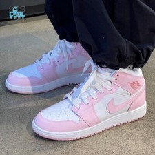 Nike Air Jordan 1 Mid GS AJ1 Pink Foam Fire Red Shoe DQ8423-608