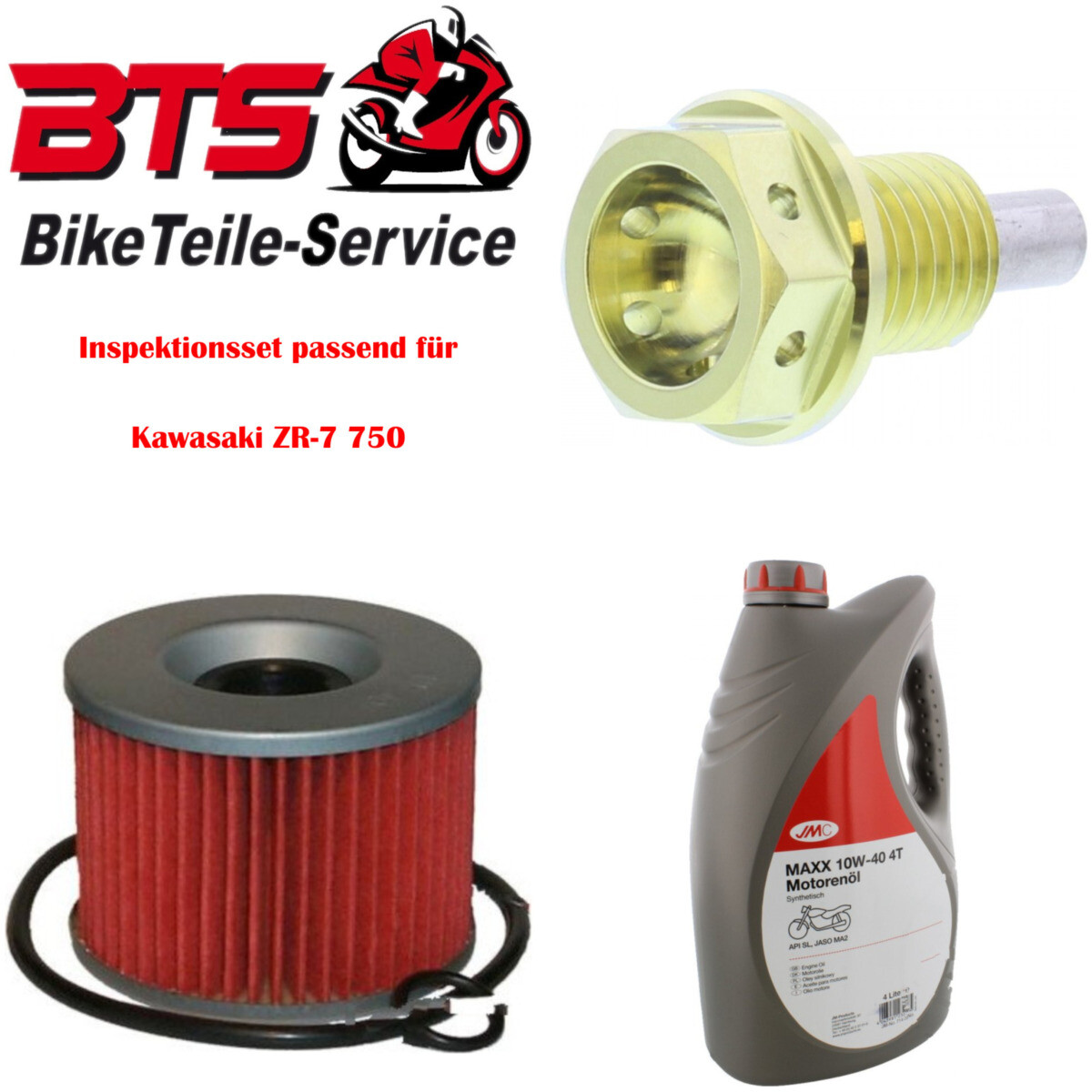 Sparset 4L Öl, Filter, Ablassschraube passend für Kawasaki ZR-7