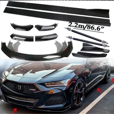 For Acura ILX TLX Front Bumper Lip Spoiler Side Skirts Rear Glossy+Black