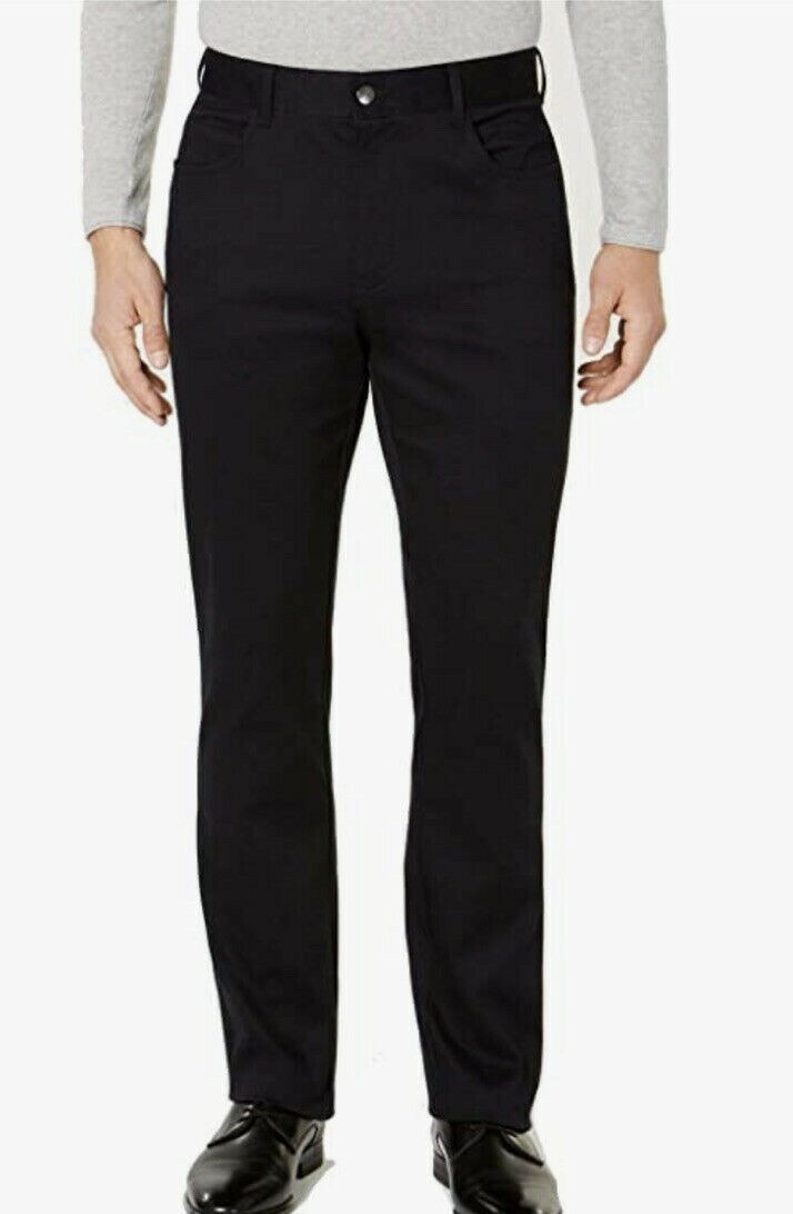 NWOT Ryan Seacrest Mens Black Cross Hatch Casual Chino Pants 33 X