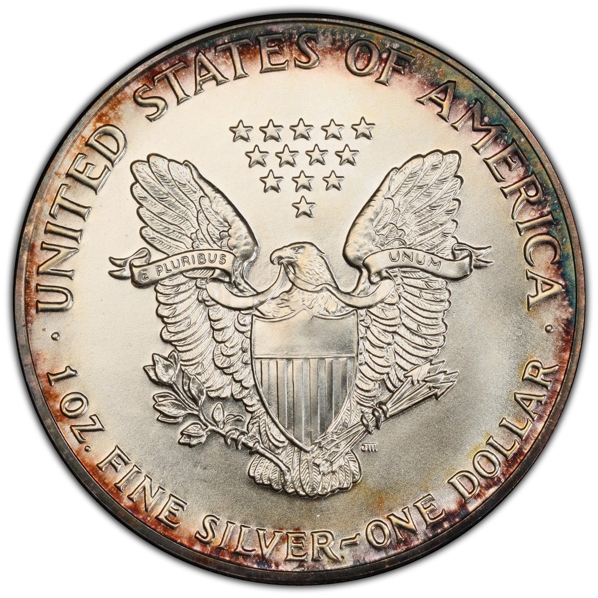 1オンス 1987 American SilverEagle PCGS MS68 1987 Rainbow Toned American $1 Silver Eagle 1 oz. Fine 999 PCGS