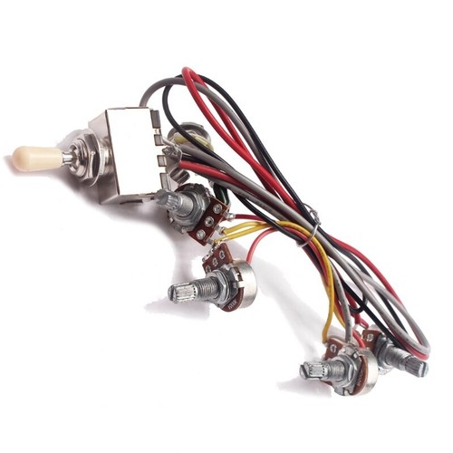 Guitar Wiring Harness, 3 Way Switch 2 Volume 2 Tone 1 Jack 500K