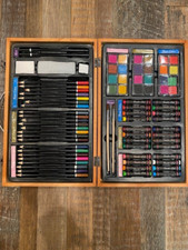 Darice 80 Piece Deluxe Art Set for Drawing Painting Compact Wooden Box
