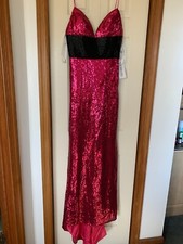 Sherri Hill Womens V Neck Sleeveless Sequined Beaded Slim Gown Red Size 2