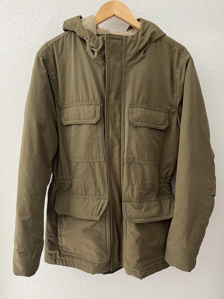 Banana Republic Sherpa Field Jacket Mens M Green Hood Military Safari Insulated - Image 3 of 4