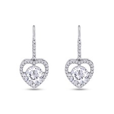 2.30ct Heart Drop Dangle Earrings Lab Created Moissanite 925 Sterling Silver