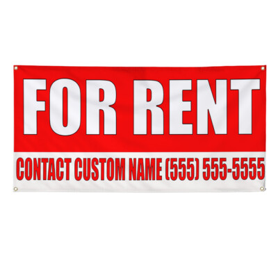 Vinyl Banner Multiple Sizes For Rent Custom Name Phone Number Red Business