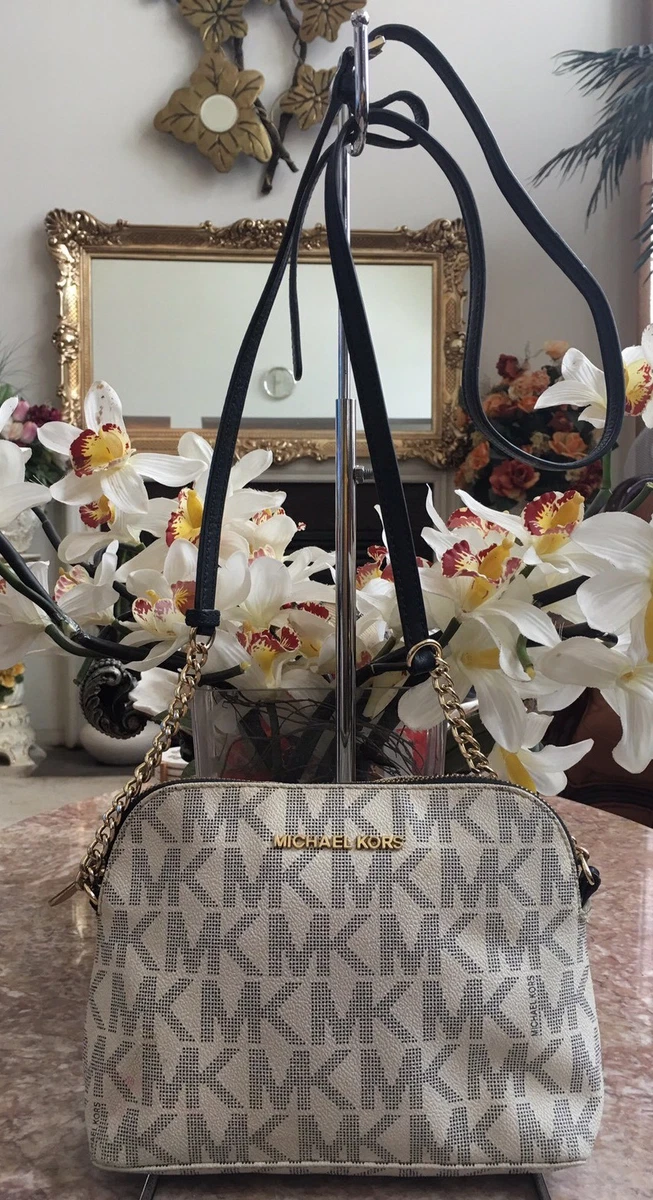 Michael Michael Kors Cindy Signature Vanilla Large Dome Crossbody EUC MSRP 268