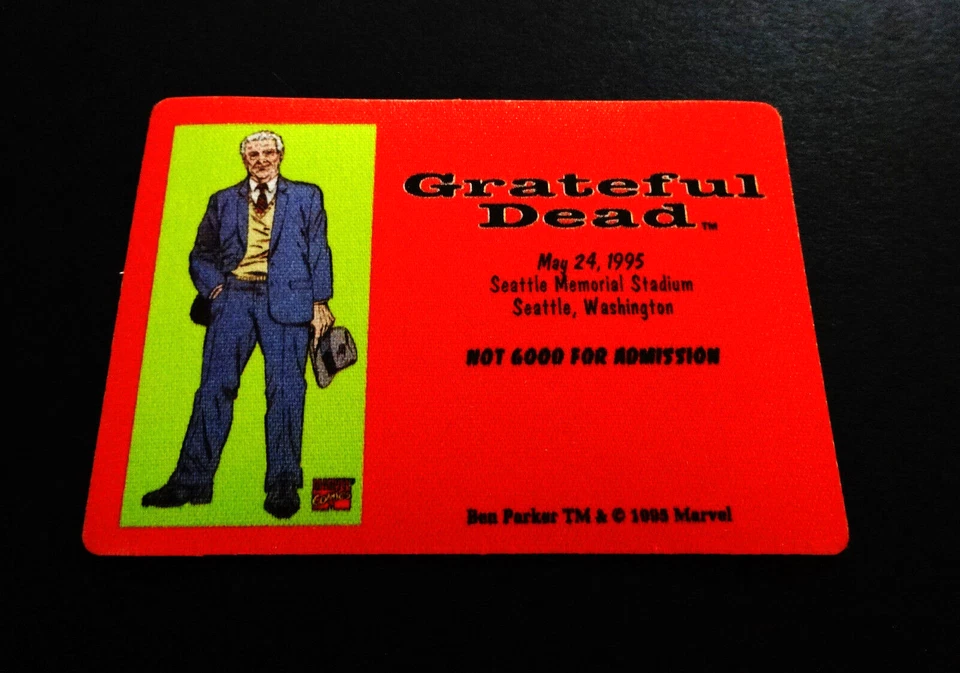 Grateful Dead Backstage Pass Seattle WA 5/24/95 5/24/1995 Ben Parker Marvel GD - Image 2 of 4