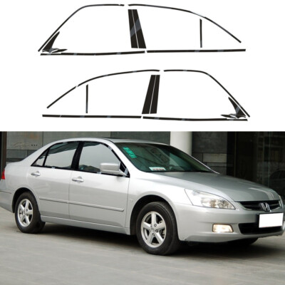 Matte/Glossy Black Chrome Delete Window Trims For Honda Accord 2004-2007