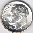 1949-D Roosevelt Dime 90% Silver. U grade from the hi-res scans