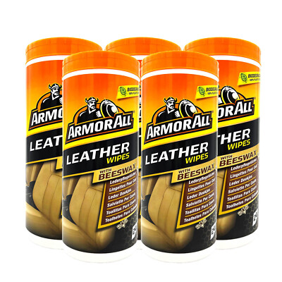5x ARMOR ALL Lederpflegetücher 24er Dose Reinigt & Konserviert mit Bienenwachs