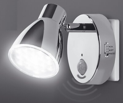 2635-018 LED Nachtlicht Bewegungsmelder chrom Steckerlicht Lampe für Steckdose