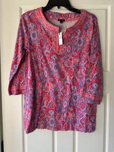 NWT Talbots Top Womens Small Long Sleeve Pullover Blouse Shirt Pima Cotton