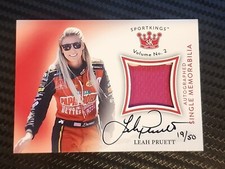 Leah Pruett, 2020 Sport Kings 19/50 Auto/Relic Card. AM-LP, DRAG RACING