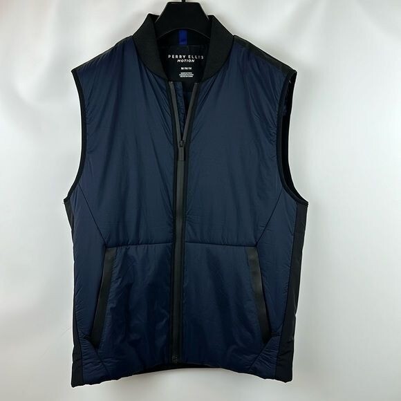 Perry Ellis Motion Men’s M Medium Navy Black Puffer Vest