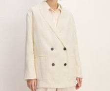 Everlane Women’s Linen Blazer 16 Oversized Ivory Cream 4-Button Lined Jacket