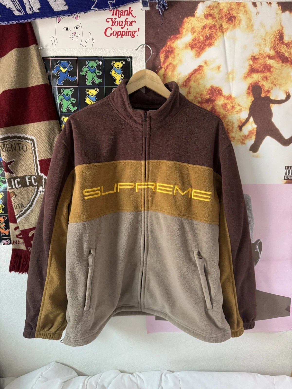 Veste zippée Supreme Polartec marron grande taille