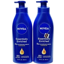 2 NIVEA Essentially Enriched 16.9 fl. oz. Body Lotions w Serum & Almond Oil Pump