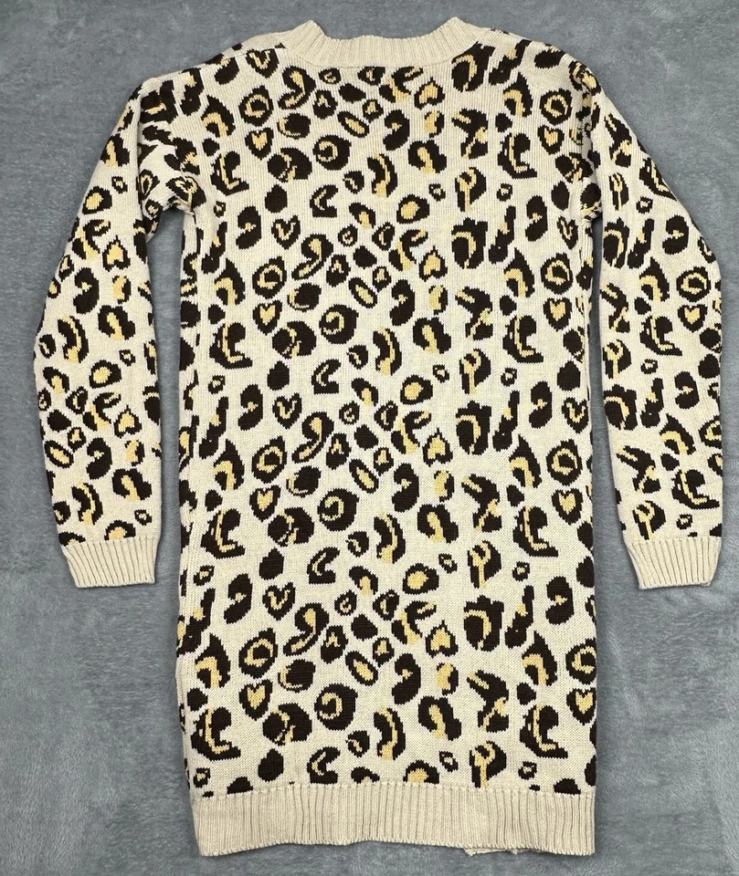 BoooHoo Cardigan Womens US 12/14 Leopard Knit Open Front Sweater Oversized NEW - Image 3 of 4