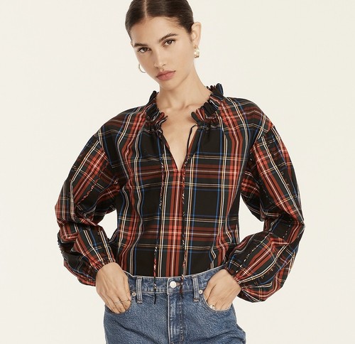 J CREW Small Scallop Tie Neck Puff 