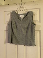Vintage Sag Harbor Gray Dress Vest Size 12 Petite. Zip Side Closure