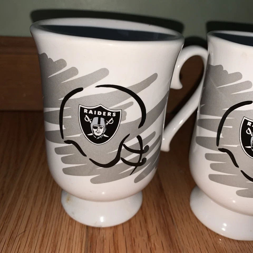 2- NFL Las Vegas Raiders  Black & White Logo Coffee Cafe Sports Cup Mugs (2) - Image 2 of 4