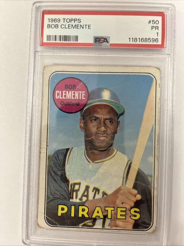 1969 Topps #50 Roberto Clemente Bob on Card Pittsburgh Pirates PSA 1 PR Poor