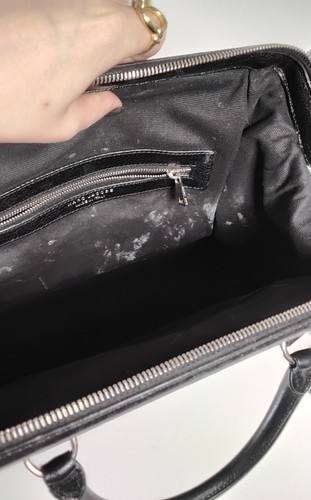 Marc Jacobs Black Leather Top Handle Bag Made in Italy Pouches Flaw - Picture 22 of 24