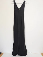 Gianni Bini Womens Size 0 Black Straight Leg Jumpsuit Adjustable Strap V Neck