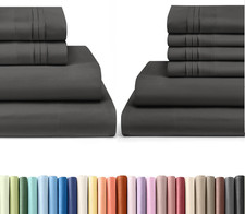 King Bed Sheets Set - 4  6 Piece - Charcoal Gray