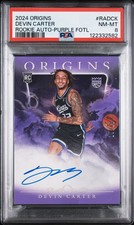 2024 PANINI ORIGINS ROOKIE AUTOS PURPLE FOTL #RADCK DEVIN CARTER 10/18 PSA 8