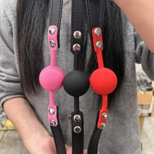 Bondage Silicone/Plastic ball Gag Mouth oral gag head harness belt W/straps sm