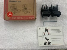 Folding Back Up Sight Flip Up Front Rear Sights Set Picatinny Rail New