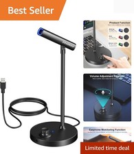 Handheld USB Microphone with Real-Time Monitoring and Volume Controls for Gamers
