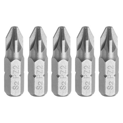 5pcs 1/4'' Hex Shank PZ2 Head 1'' Length Pozi S2 Screwdriver Bits