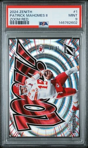 2024 PANINI ZENITH #1 PATRICK MAHOMES II ZOOM RED- 20/99 PSA MINT 9 Chiefs