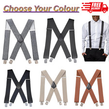 2Inch Men'S Heavy Duty Suspenders with Strong Clips Adjustable X-Back for Work J