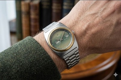 Vintage Zodiac SST 36000 Automatic Swiss Men's Watch Day-Date