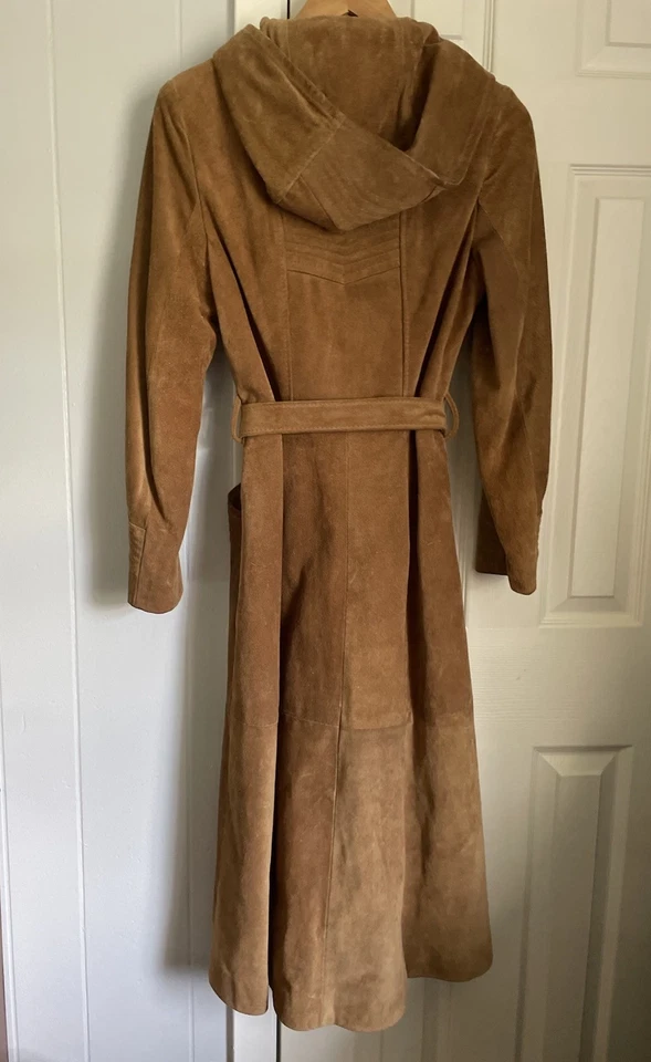 Chaqueta gabardina vintage de gamuza de cuero genuino de los años 70 para mujer XS pequeña pequeña  Foto 2 de 4